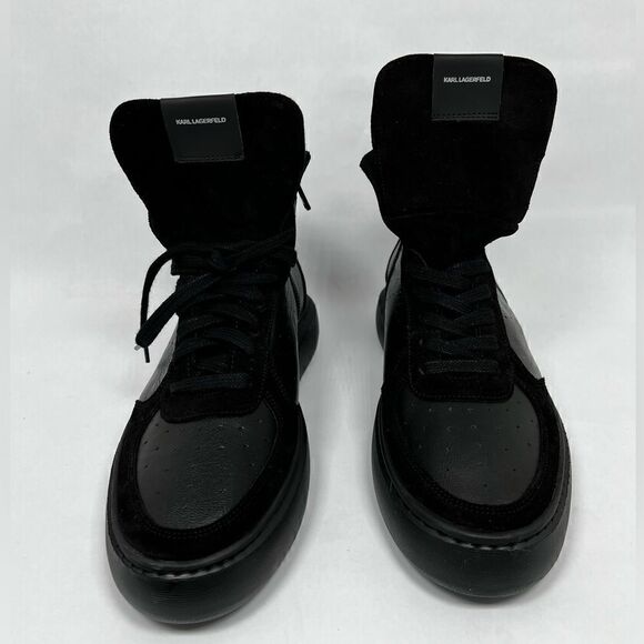 Karl Lagerfeld Paris Men's Black Leather Boots size 11 New in a Box - Picture 2 of 13